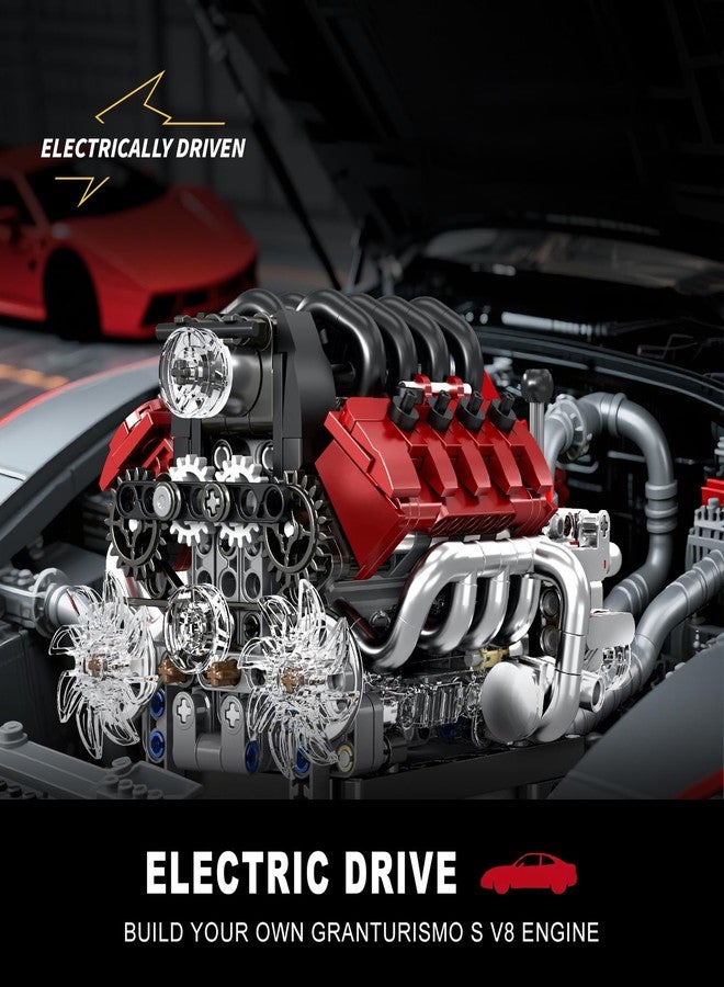 Mould King 10227 V8 Engine Model Kit, 787+Pcs Mini V8 Engine Kits That Runs, Build Your Own Car Model Engine with Gearshift & Motor, Building Blocks for Adults, DIY Construction Engineering Toy - Image 2